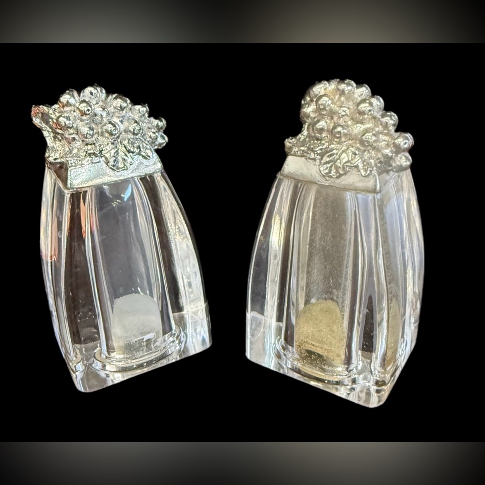 Arthur Court Grape Aluminum Hardware Salt & Pepper Set Acrylic Bottoms